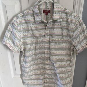 Men's Arizona Jeans Button Down Multicolor Striped Shirt Size S